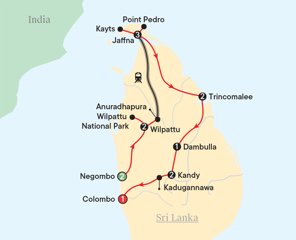 Map - Colours of Northern Sri Lanka - Wilpattu Safari Camp 2027